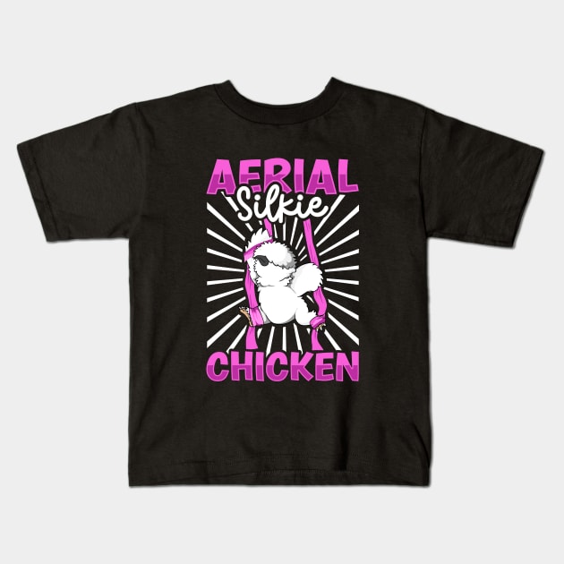 Aerial Silks - Aerial Silkie Chicken Kids T-Shirt by Modern Medieval Design